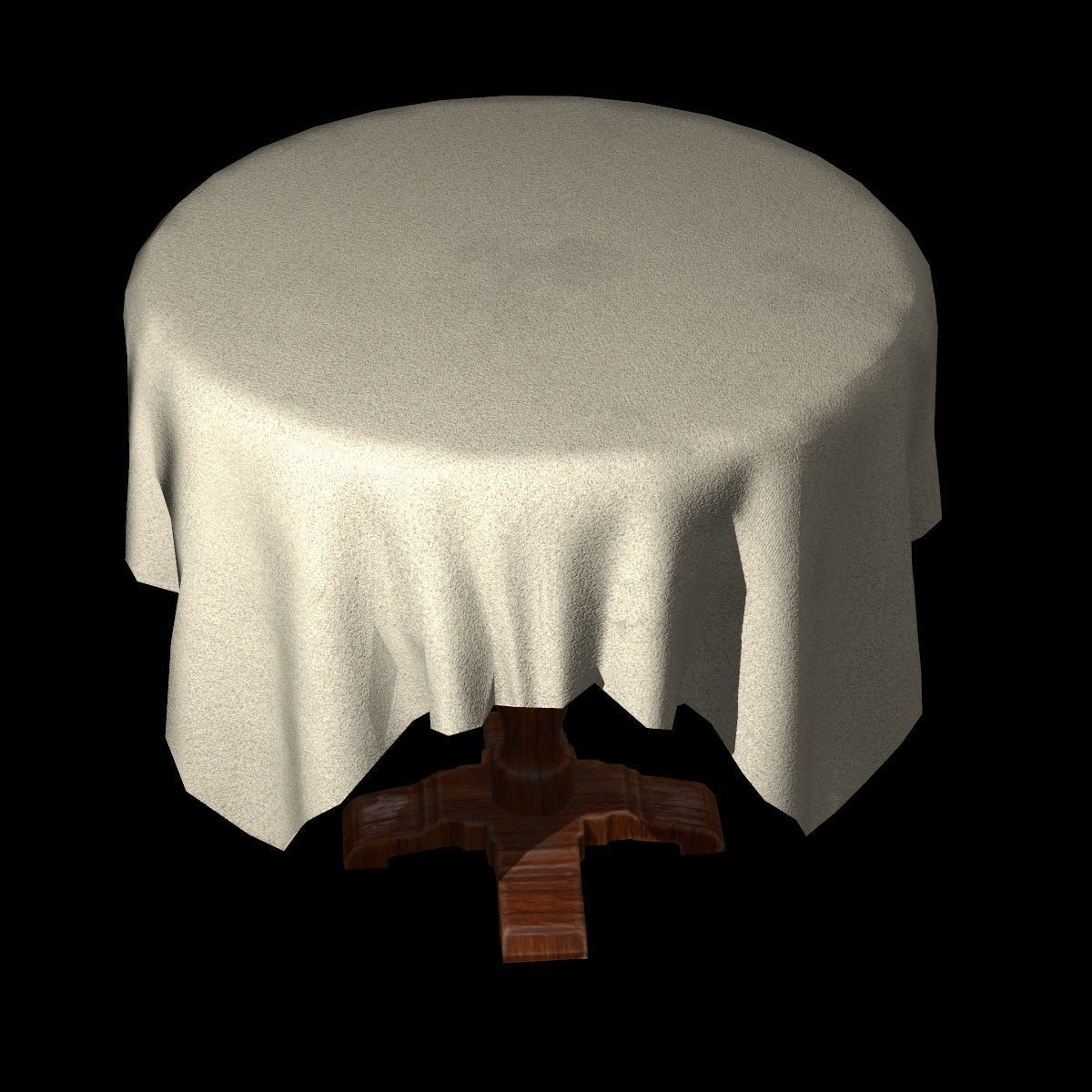 Round Table with table cloth Low-poly 3D model_7