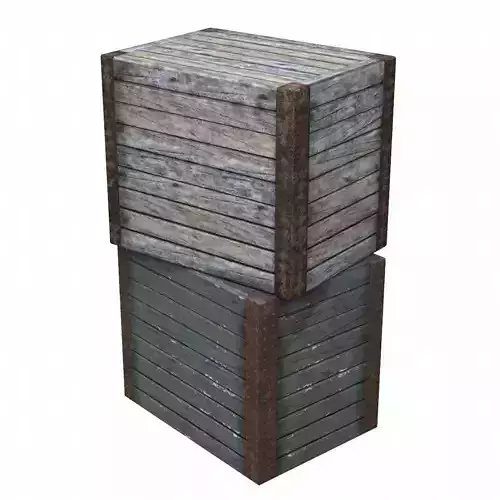 Large Wood Crate Low-poly 3D model