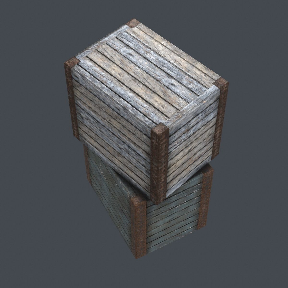Large Wood Crate Low-poly 3D model_8