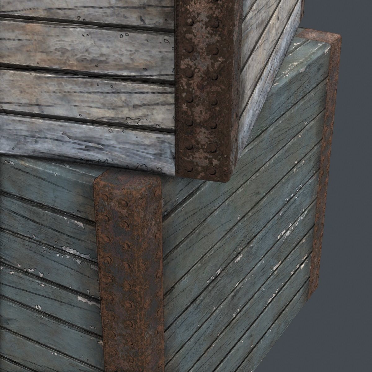 Large Wood Crate Low-poly 3D model_6
