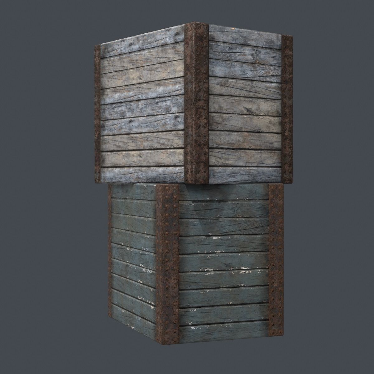 Large Wood Crate Low-poly 3D model_7