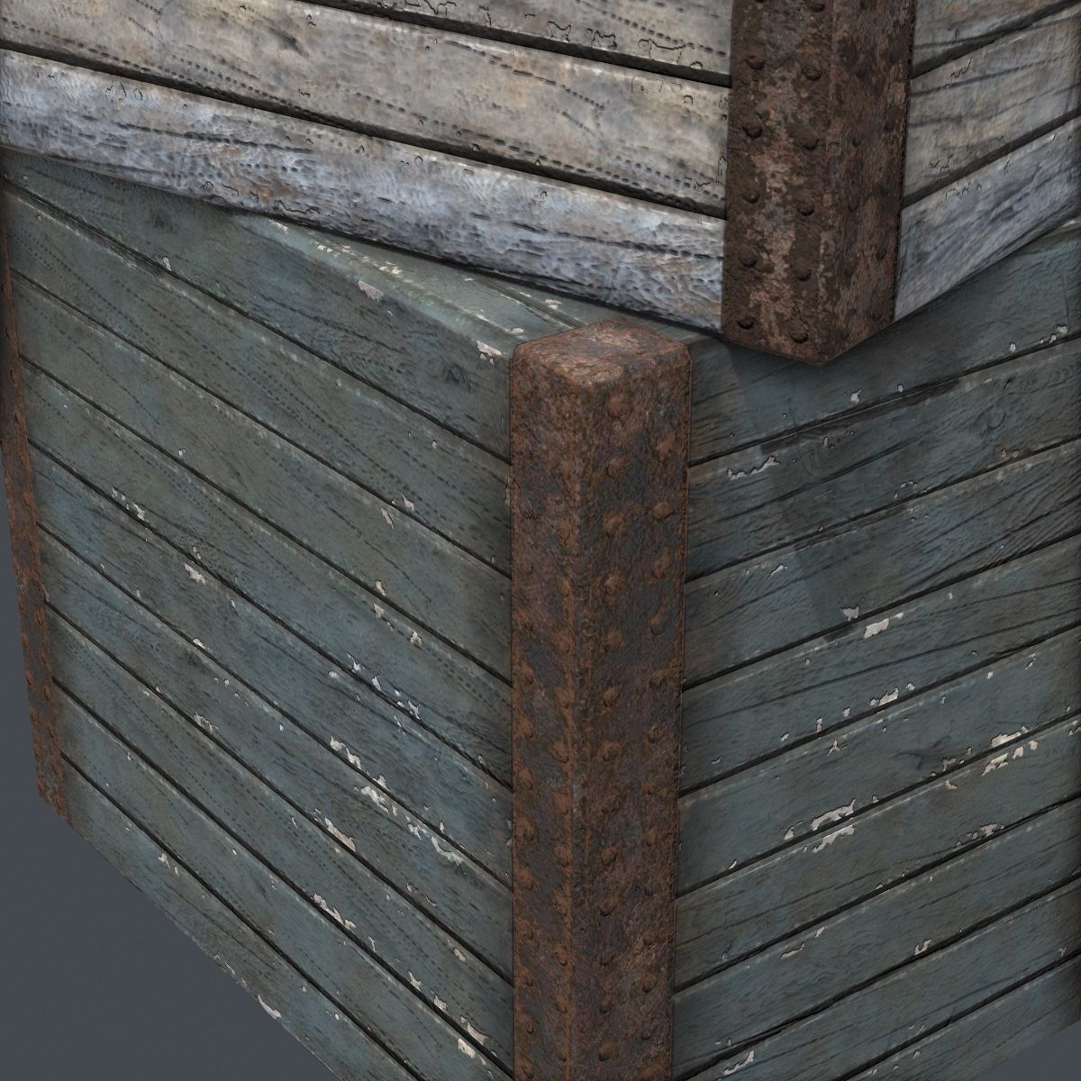 Large Wood Crate Low-poly 3D model_5