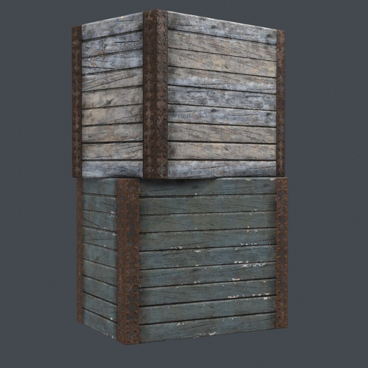 Large Wood Crate Low-poly 3D model_4