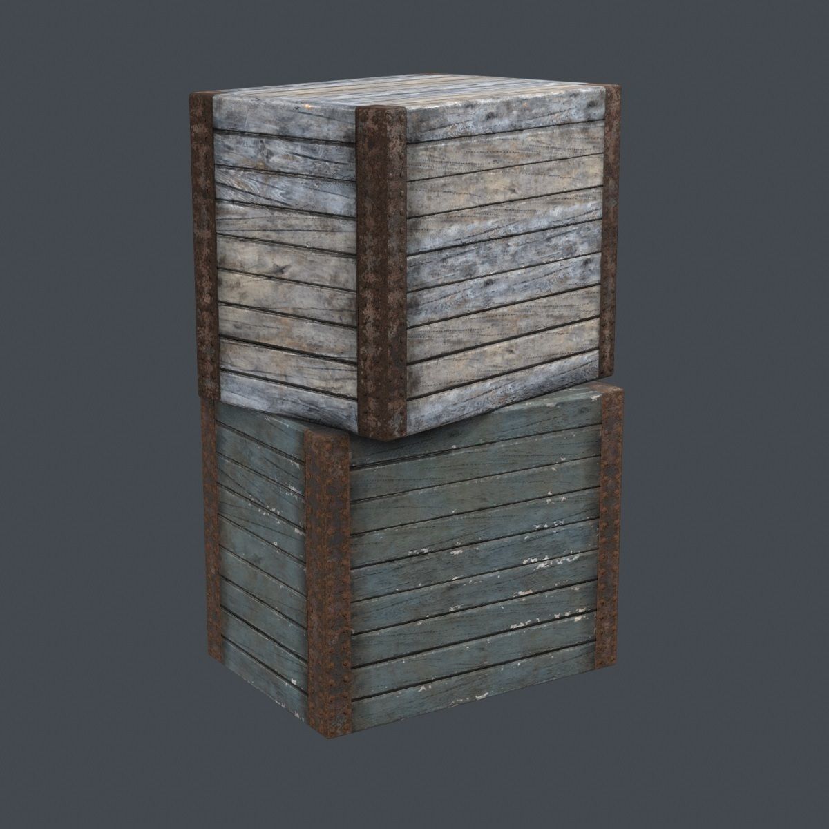 Large Wood Crate Low-poly 3D model_3