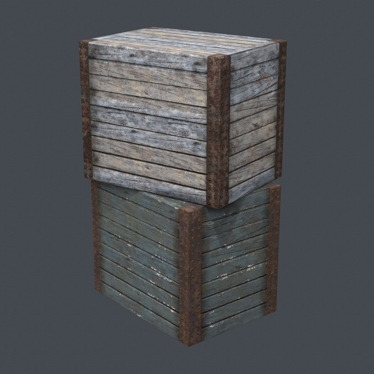 Large Wood Crate Low-poly 3D model_1