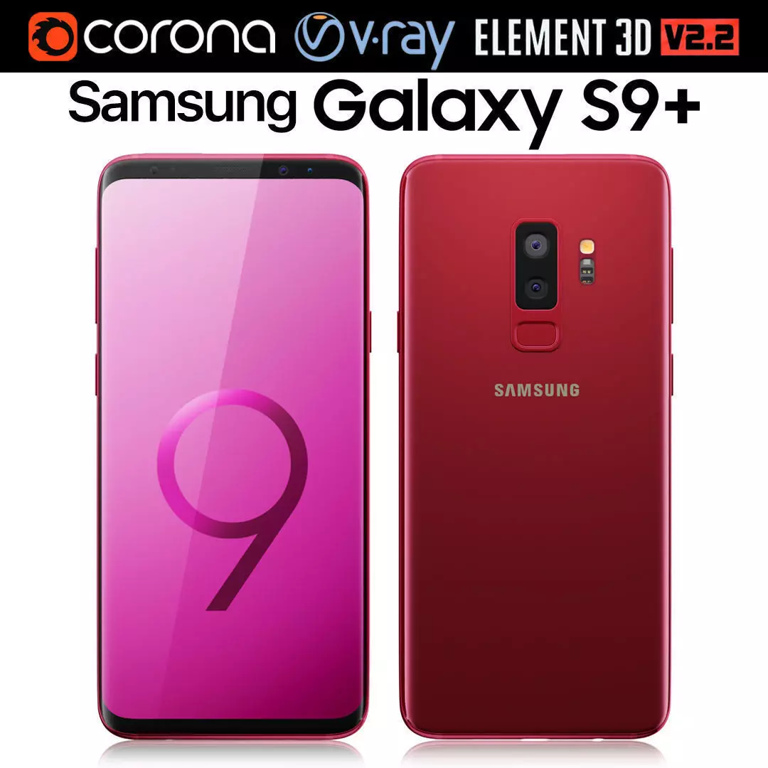 Samsung Galaxy S9 PLUS Burgundy Red 3D model
