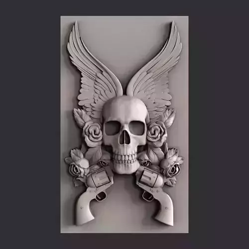 3d STL models for CNC skull guns 3D model