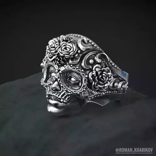 Masquerade Mask Skull Ring 3d model for 3d printing 3D print model