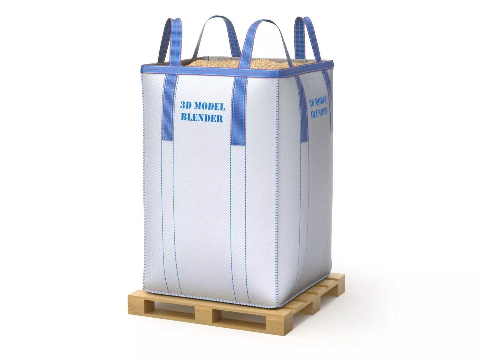 Bulk Bag on Wooden Pallet 3D model