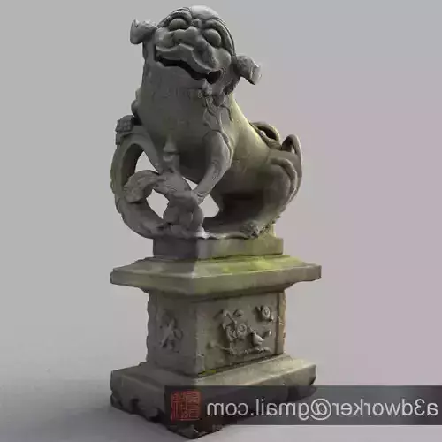 Lion-Statue-008F bull statue Low-poly 3D model