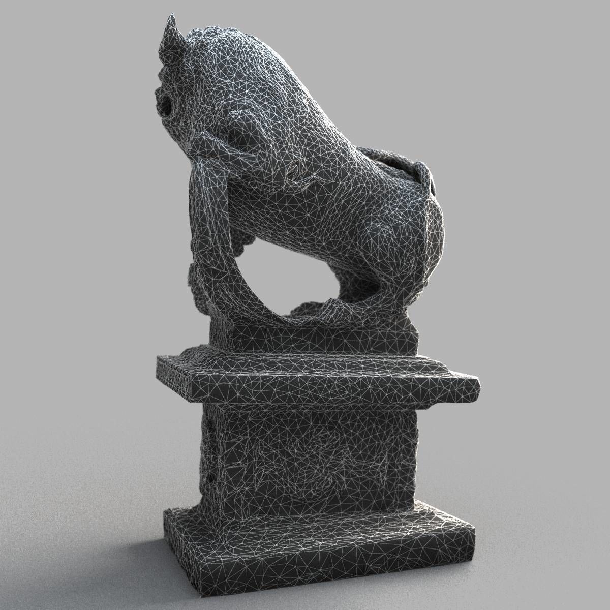 Lion-Statue-008M japanese lion statue Low-poly 3D model_16