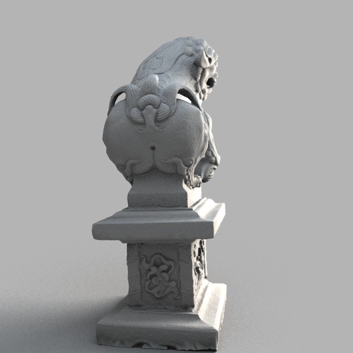 Lion-Statue-008M japanese lion statue Low-poly 3D model_8