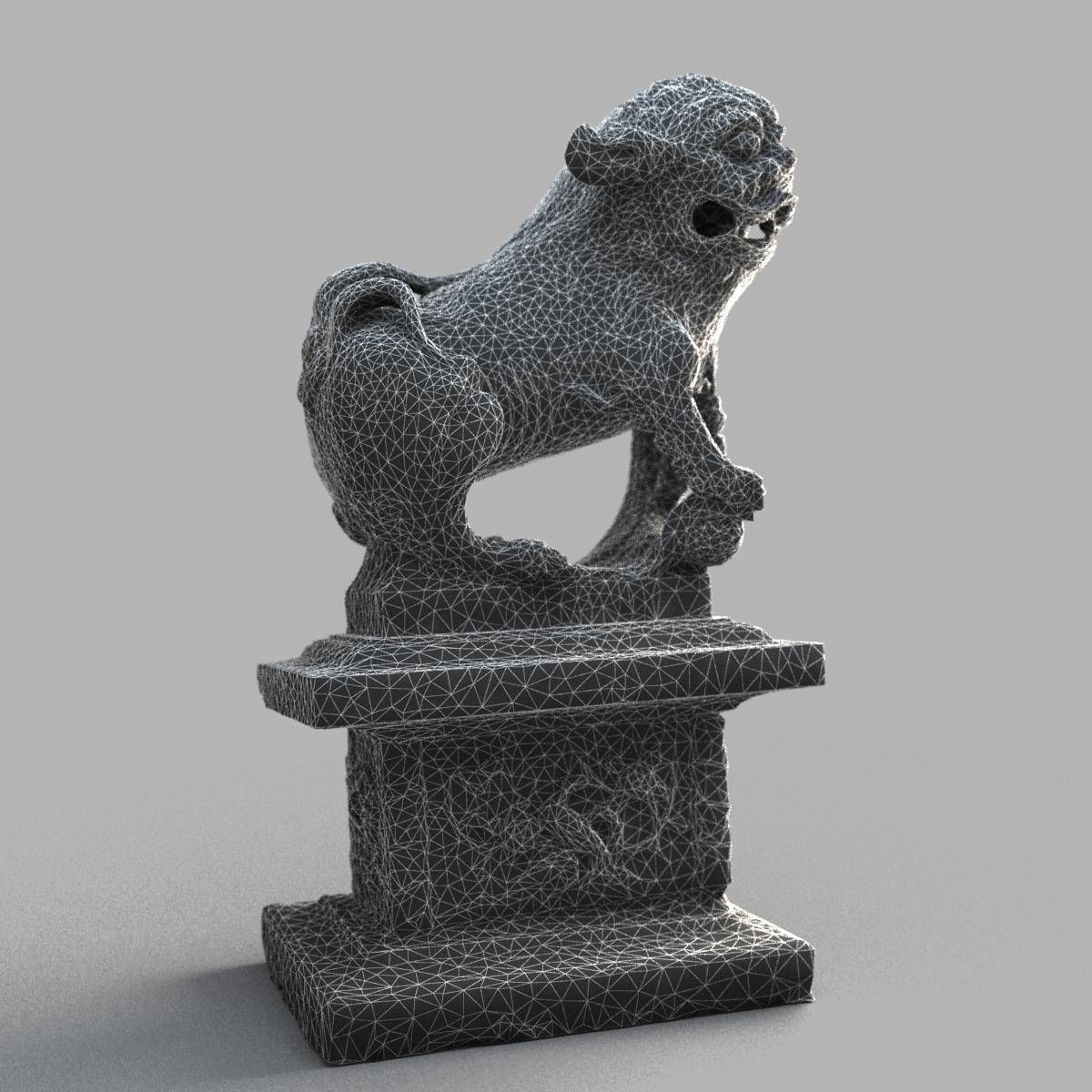Lion-Statue-008M japanese lion statue Low-poly 3D model_13