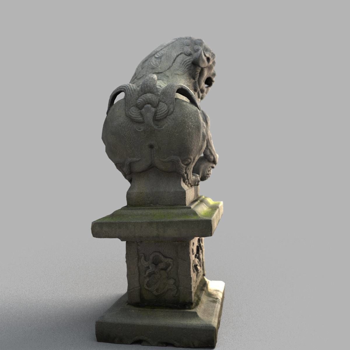 Lion-Statue-008M japanese lion statue Low-poly 3D model_2