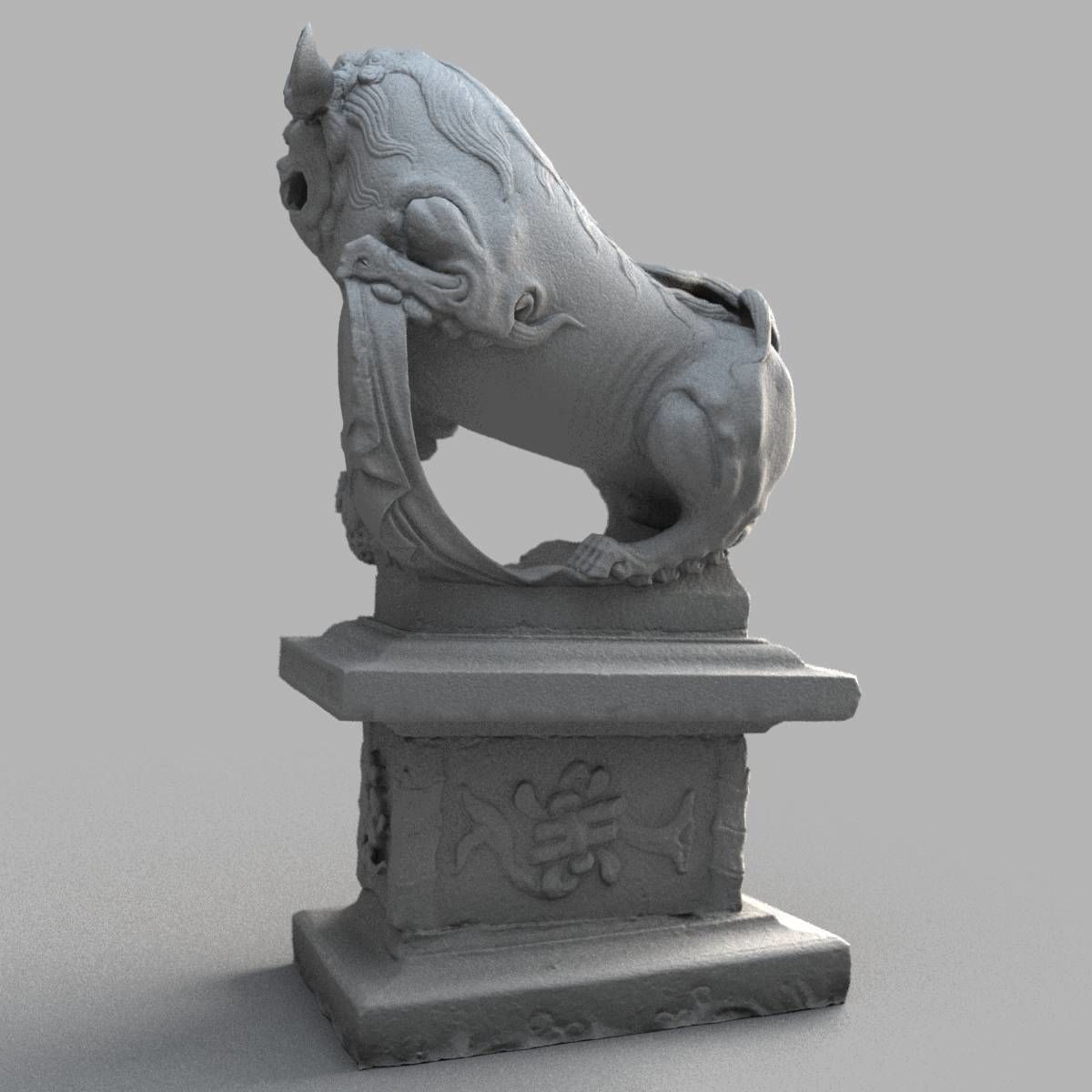 Lion-Statue-008M japanese lion statue Low-poly 3D model_10