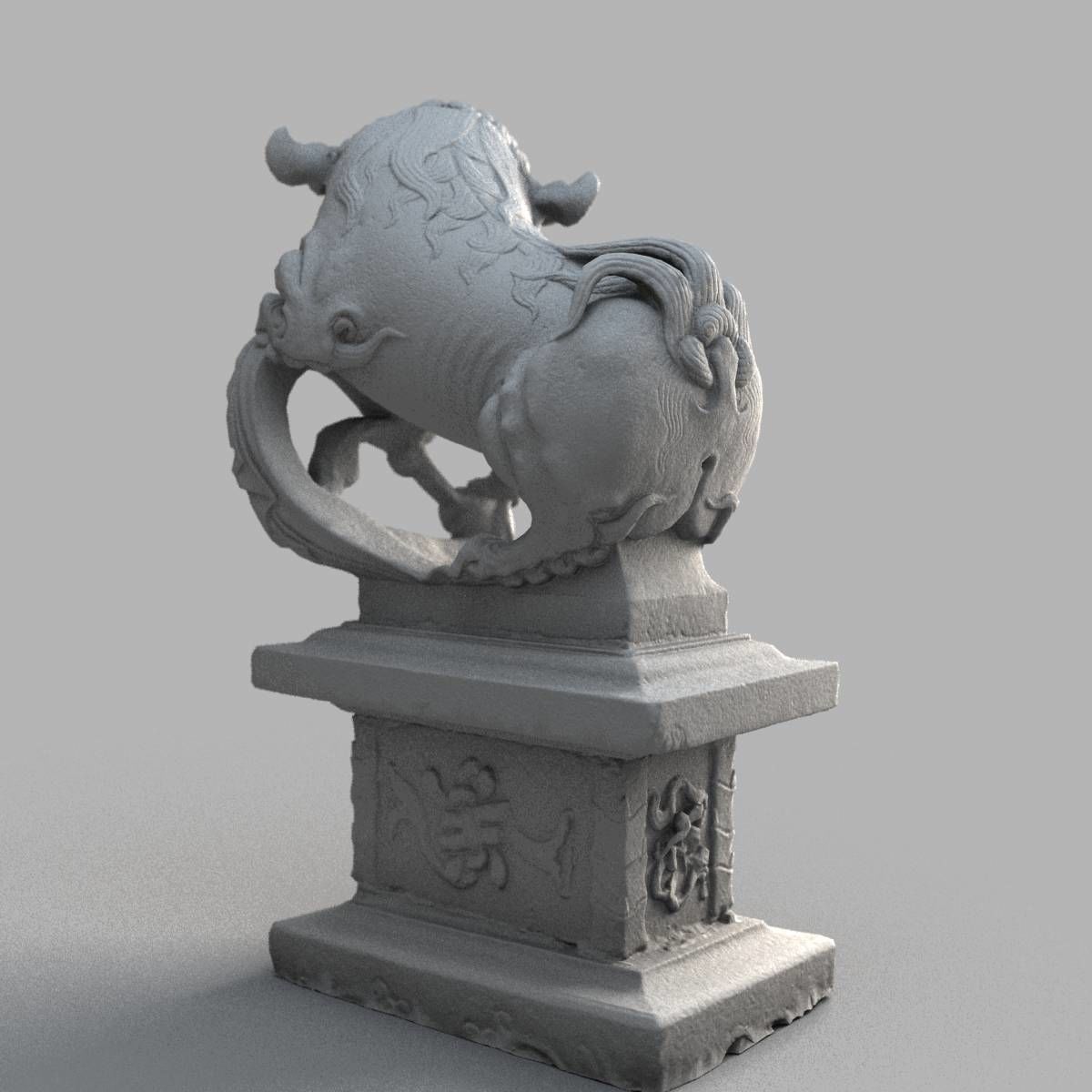 Lion-Statue-008M japanese lion statue Low-poly 3D model_9