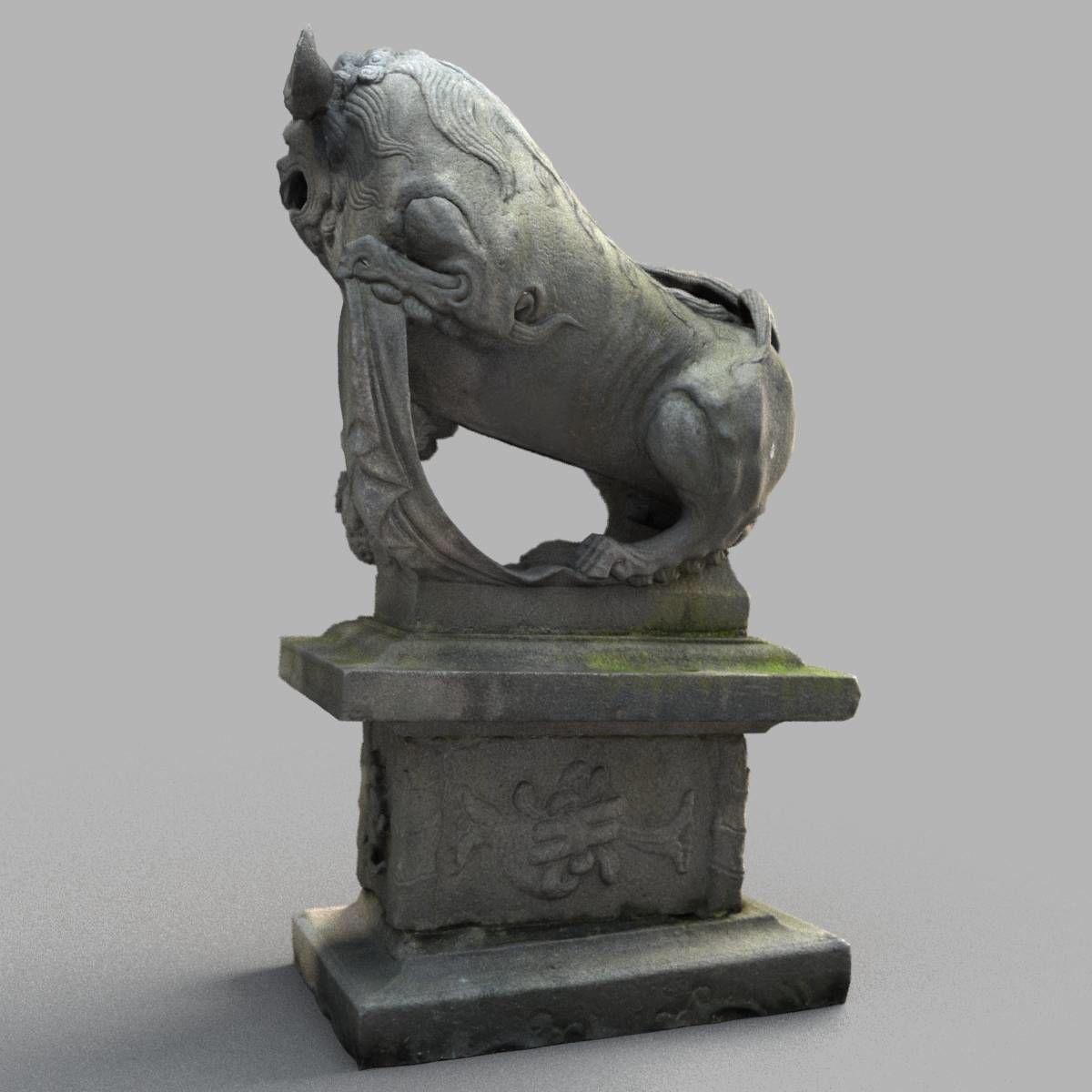 Lion-Statue-008M japanese lion statue Low-poly 3D model_4