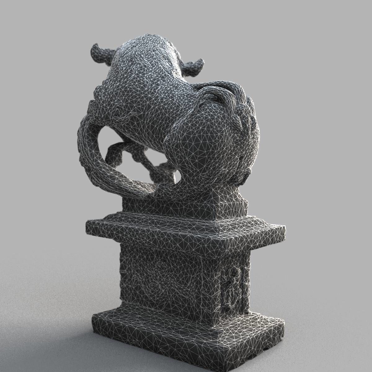 Lion-Statue-008M japanese lion statue Low-poly 3D model_15