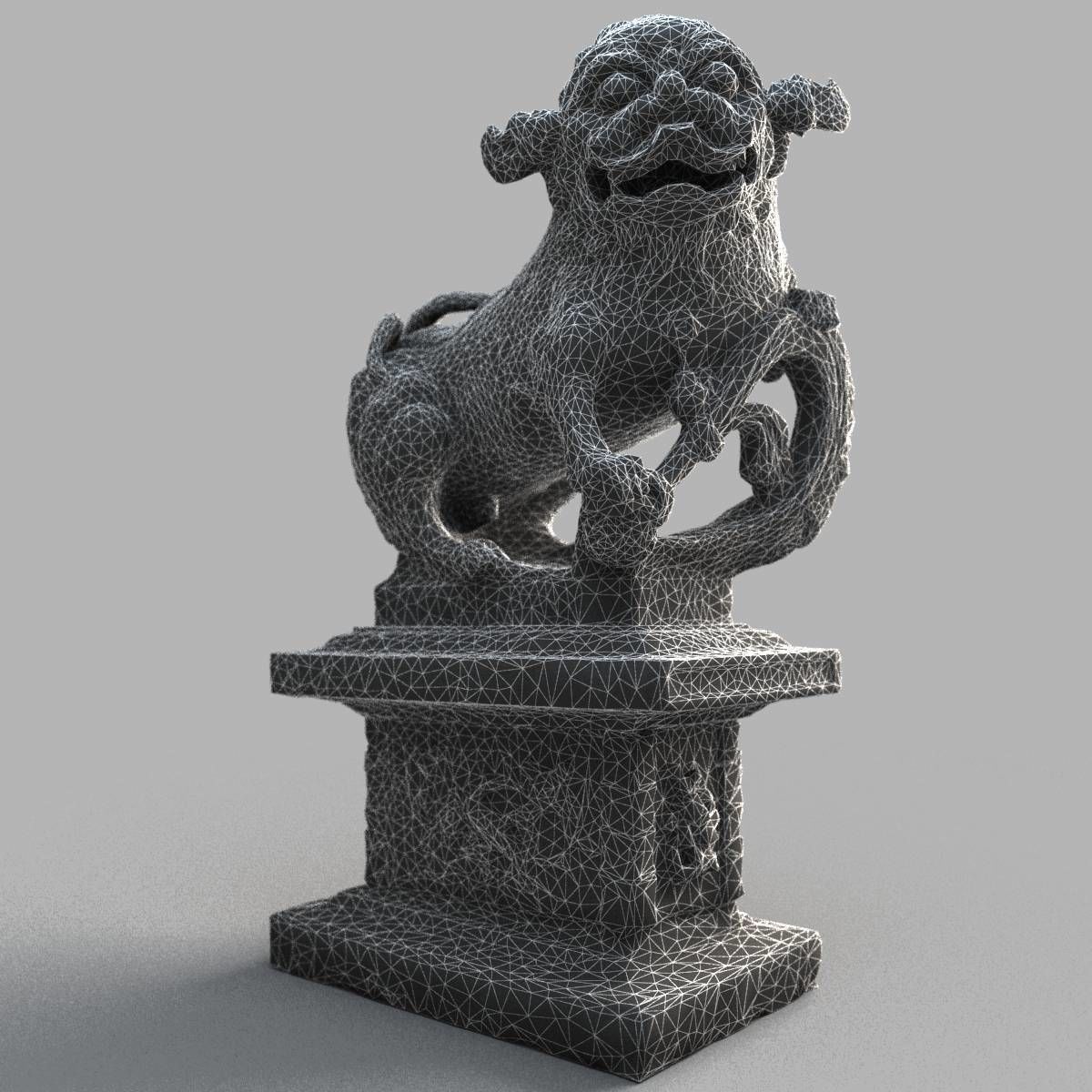 Lion-Statue-008M japanese lion statue Low-poly 3D model_12