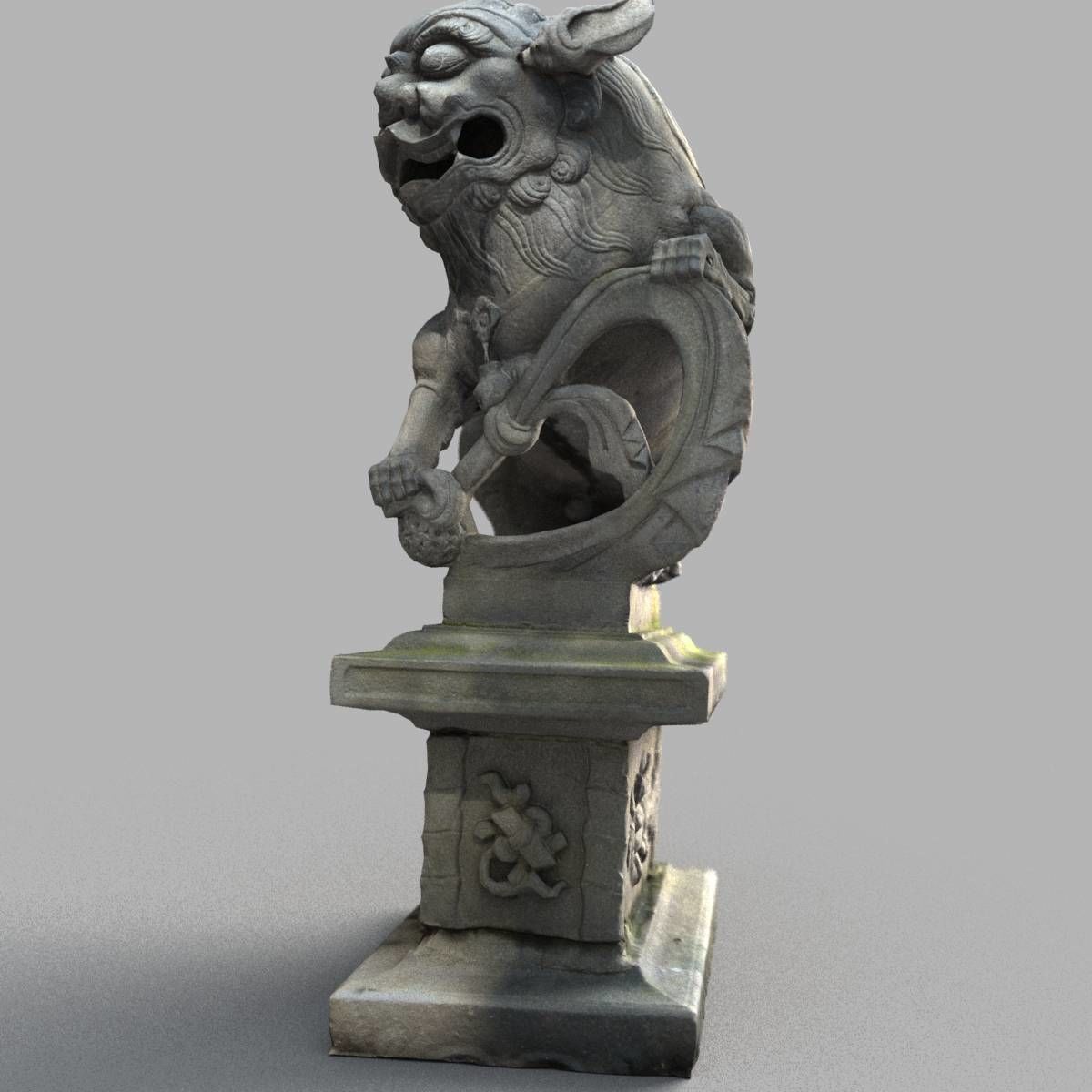 Lion-Statue-008M japanese lion statue Low-poly 3D model_5