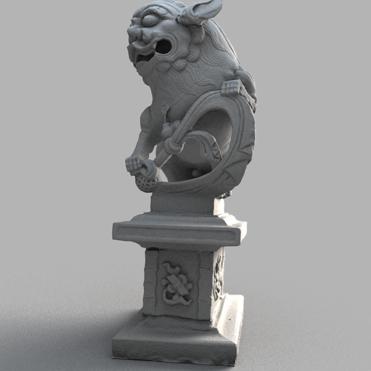 Lion-Statue-008M japanese lion statue Low-poly 3D model_11