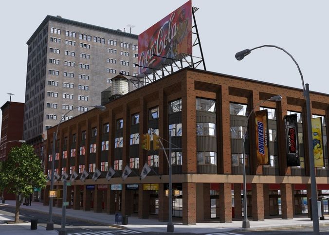 Metropolis city block 3D Low-poly 3D model 7