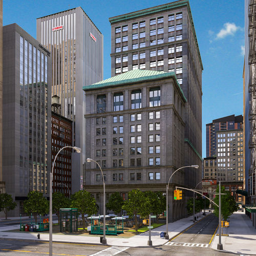 Metropolis city block 3D Low-poly 3D model 5