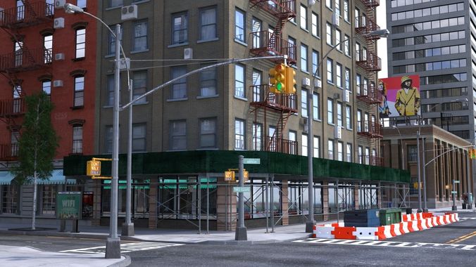 Metropolis city block 3D Low-poly 3D model 2