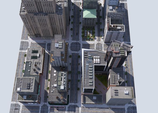 Metropolis city block 3D Low-poly 3D model 6