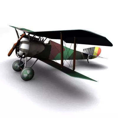 Hanriot HD1 fighter WW1 low-poly  biplane  Low-poly 3D model_0