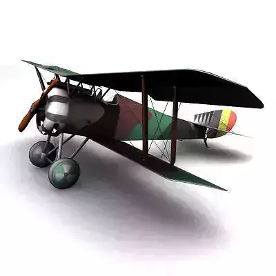 Hanriot HD1 fighter WW1 low-poly  biplane  Low-poly 3D model