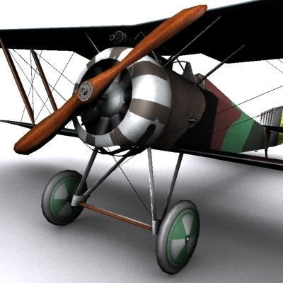 Hanriot HD1 fighter WW1 low-poly  biplane  Low-poly 3D model_2