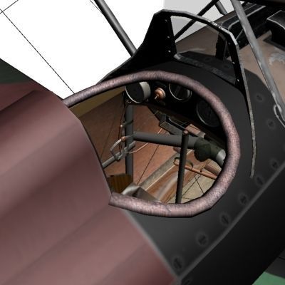 Hanriot HD1 fighter WW1 low-poly  biplane  Low-poly 3D model_4