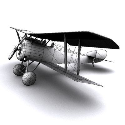 Hanriot HD1 fighter WW1 low-poly  biplane  Low-poly 3D model_1
