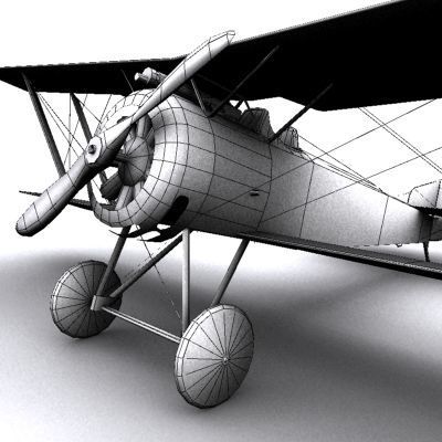 Hanriot HD1 fighter WW1 low-poly  biplane  Low-poly 3D model_3
