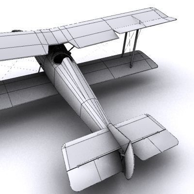 Hanriot HD1 fighter WW1 low-poly  biplane  Low-poly 3D model_5