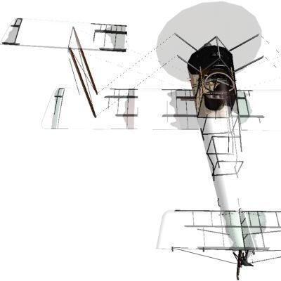 Hanriot HD1 fighter WW1 low-poly  biplane  Low-poly 3D model_6