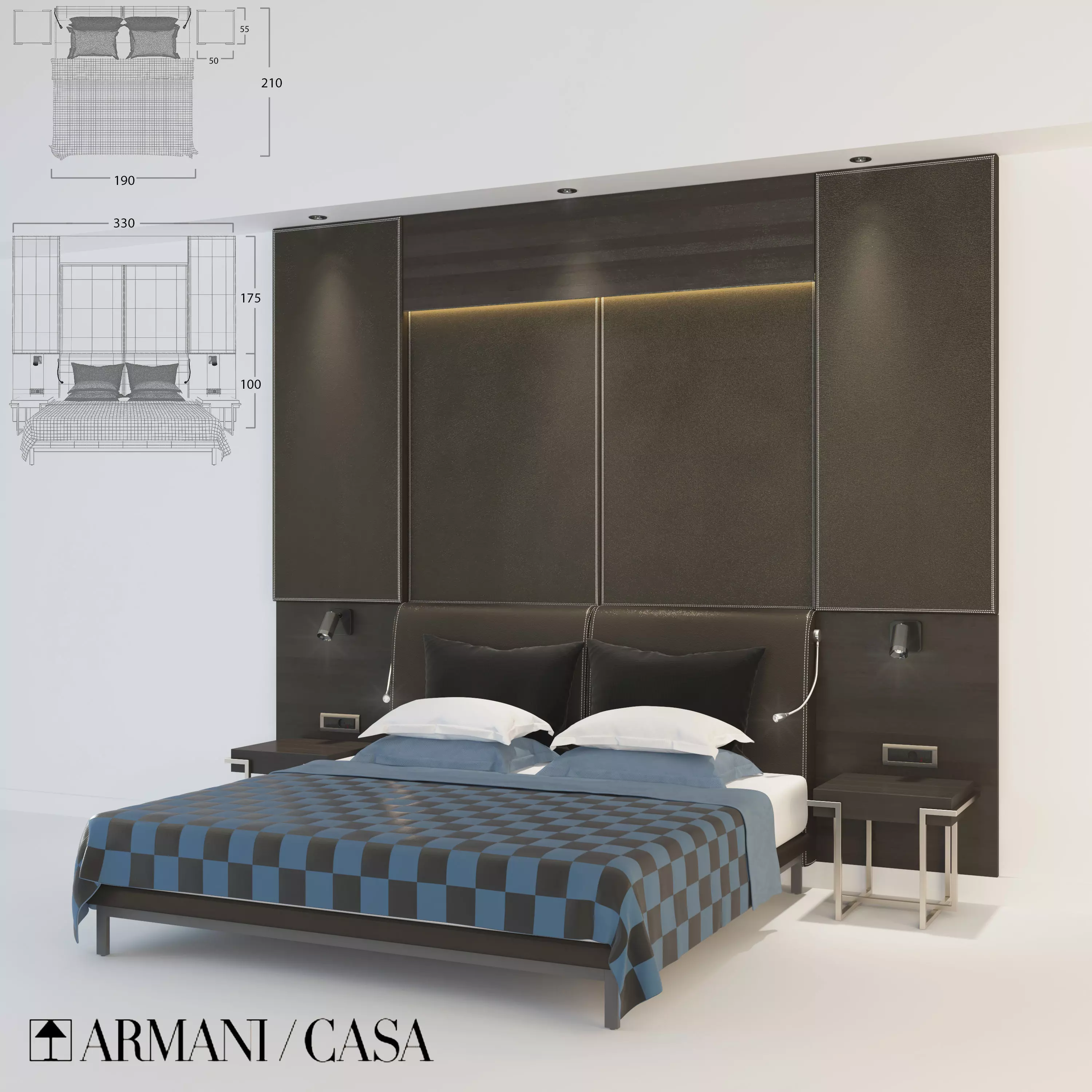 Armani Casa Hotel Bed 3D model