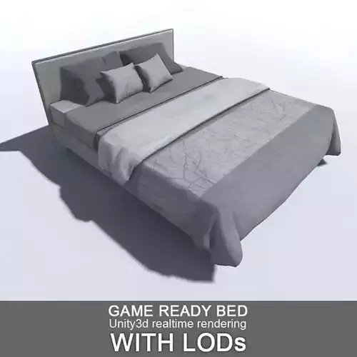 Bed with LOD Low-poly 3D model
