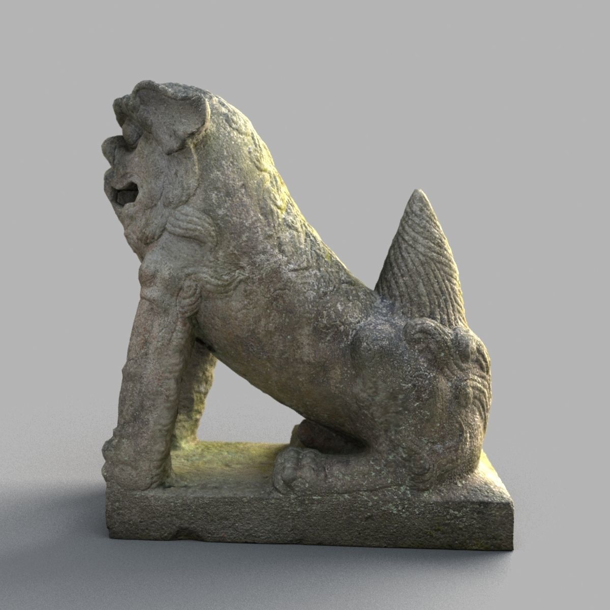Lion-Statue-011M chinese lion statue Low-poly 3D model_4