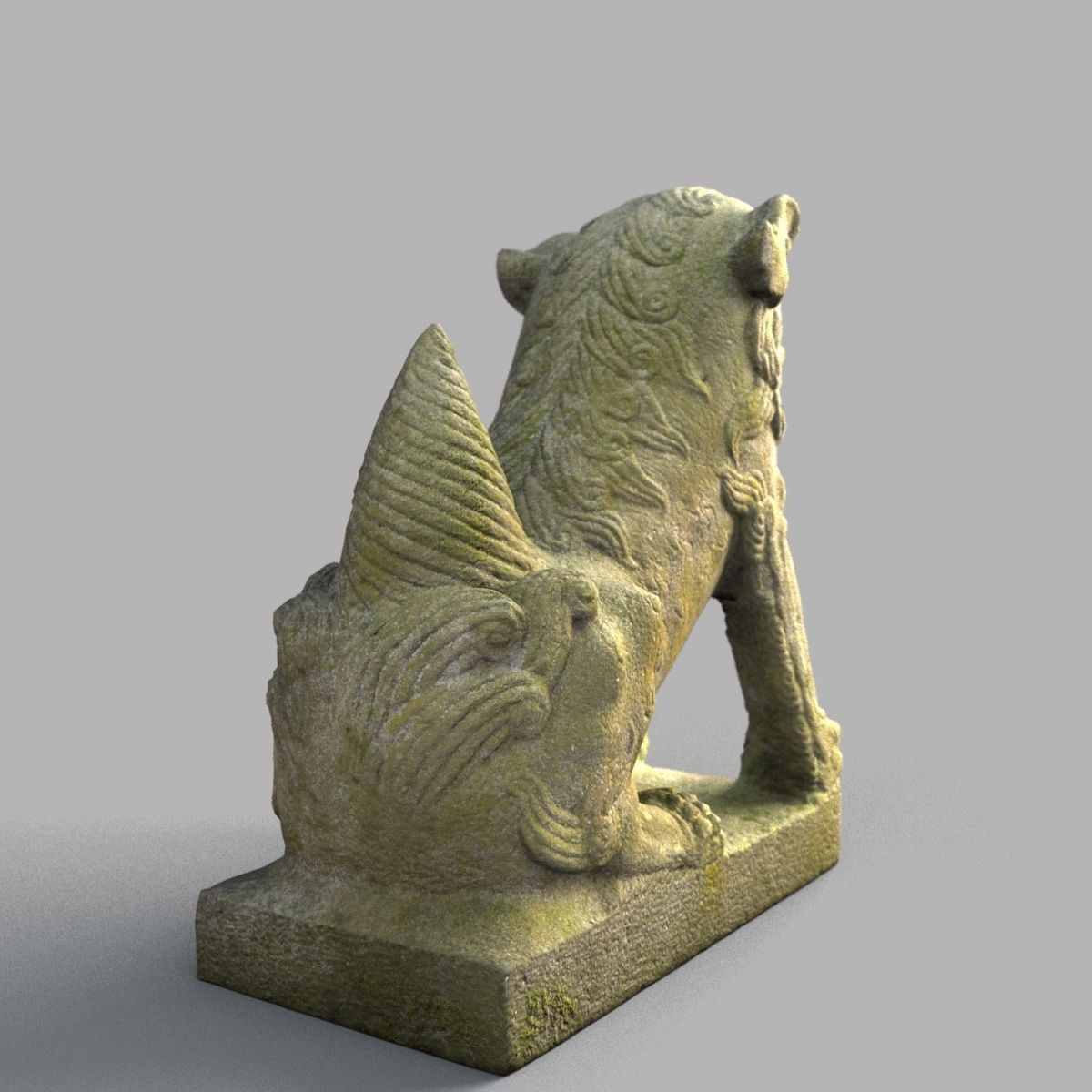 Lion-Statue-011M chinese lion statue Low-poly 3D model_2