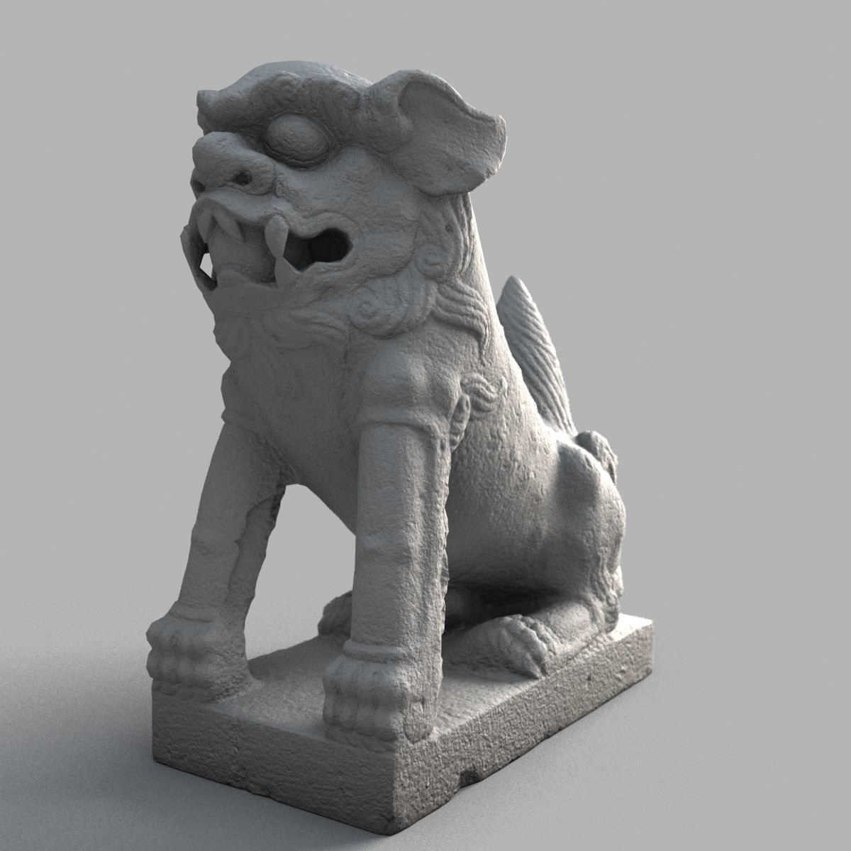 Lion-Statue-011M chinese lion statue Low-poly 3D model_11