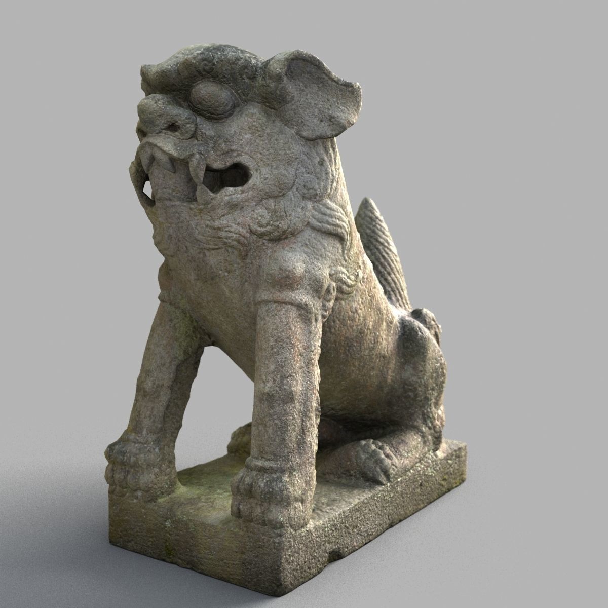 Lion-Statue-011M chinese lion statue Low-poly 3D model_5
