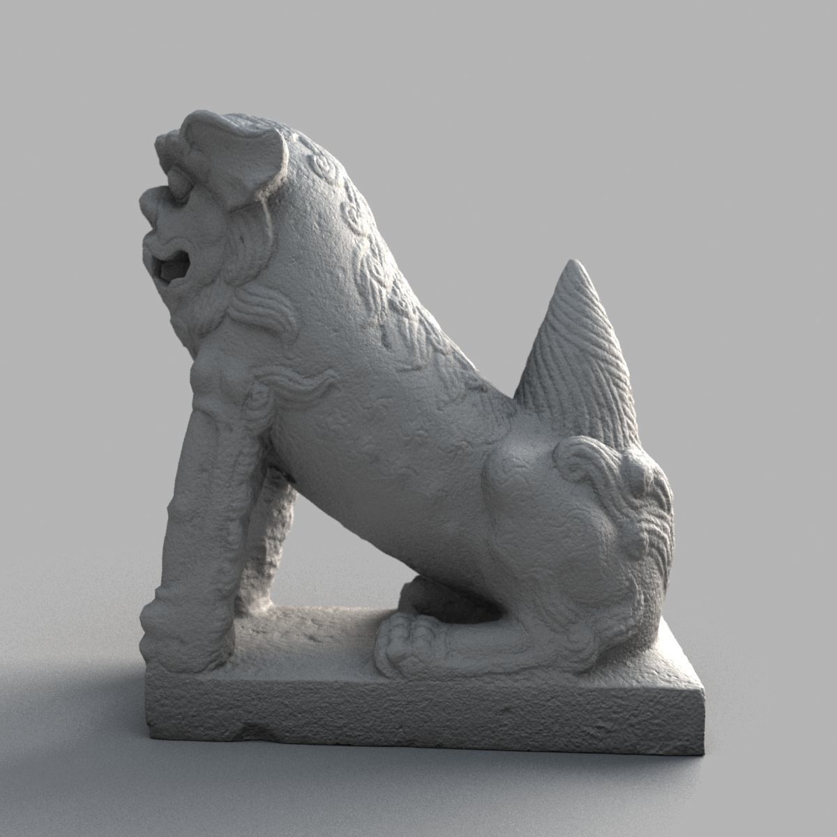 Lion-Statue-011M chinese lion statue Low-poly 3D model_10