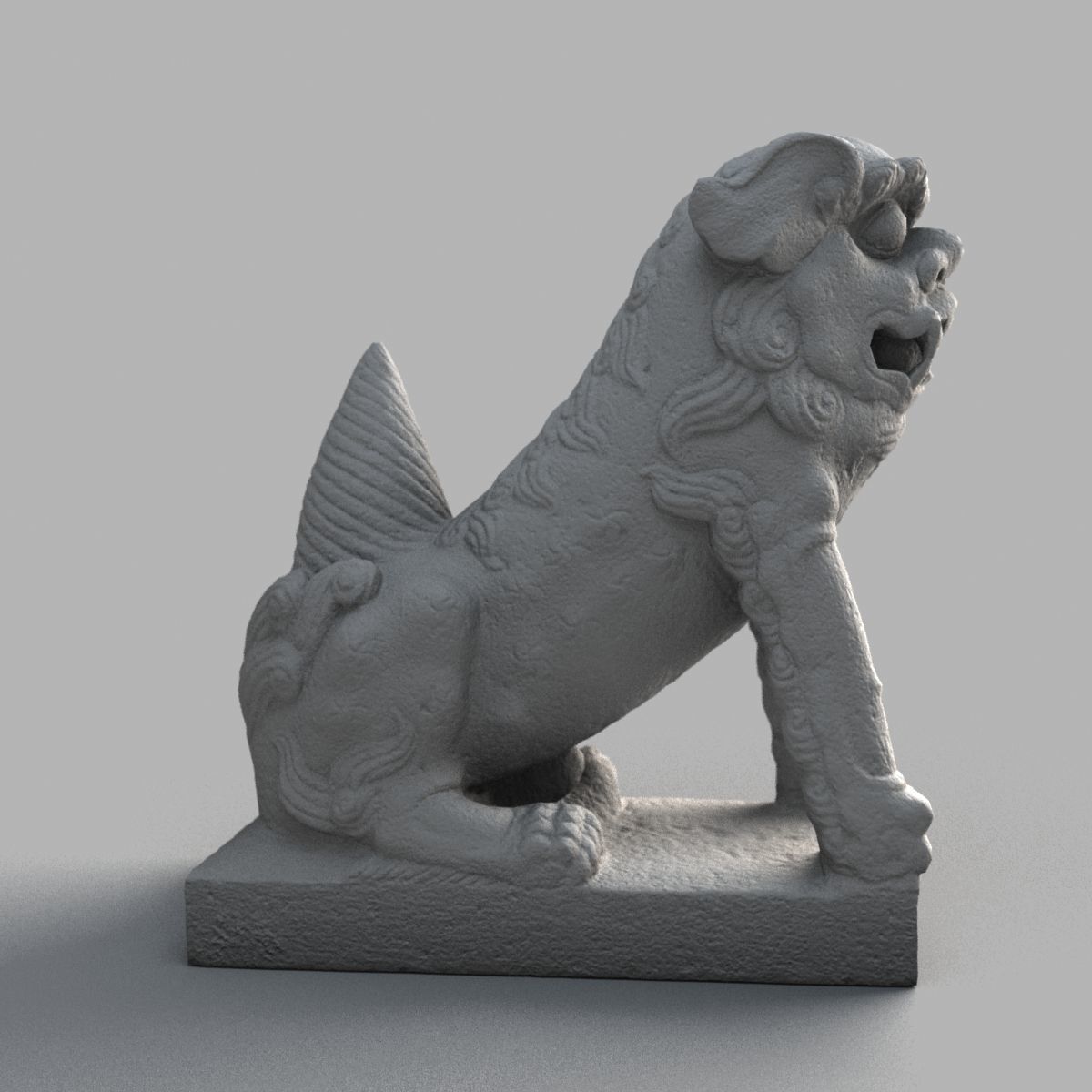 Lion-Statue-011M chinese lion statue Low-poly 3D model_7
