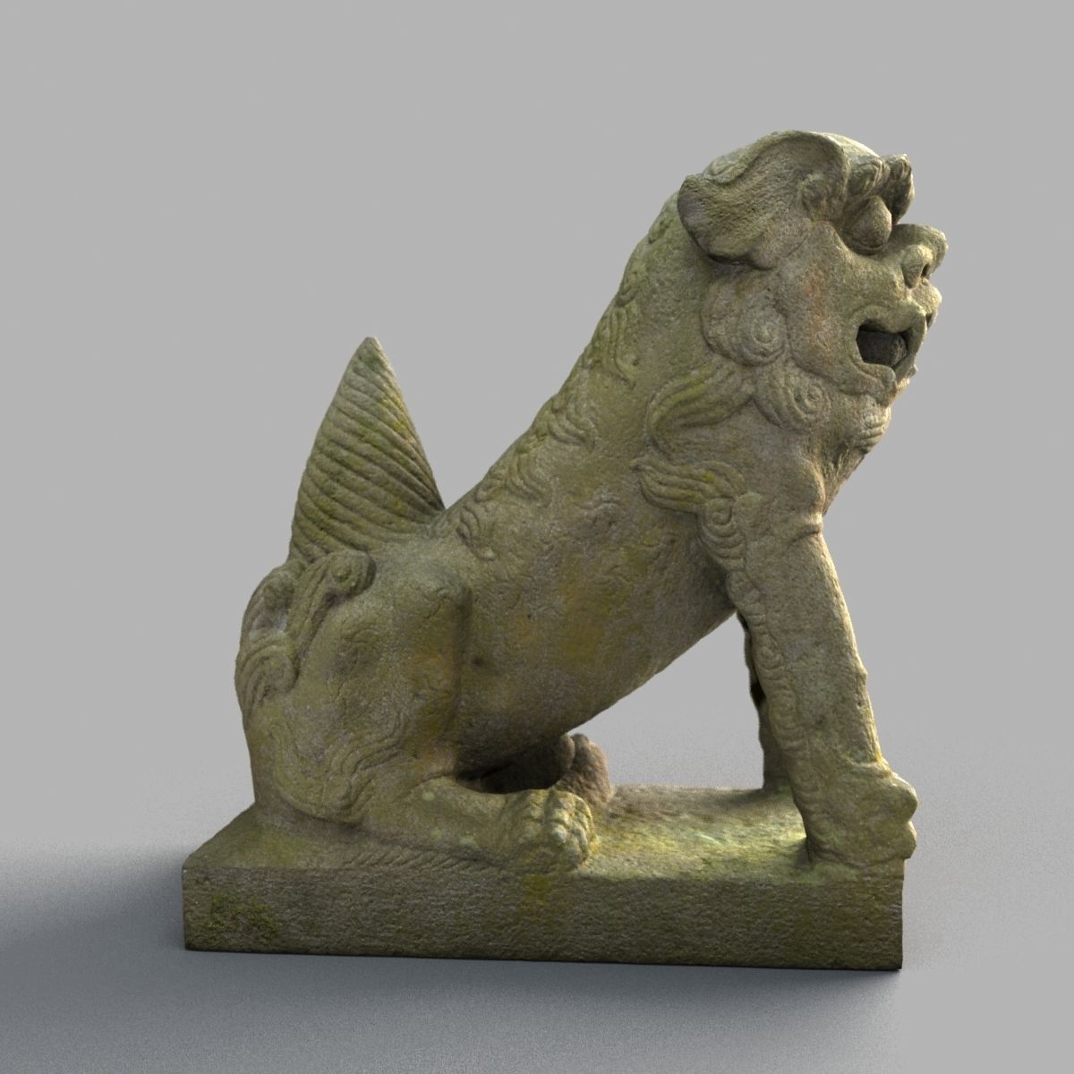 Lion-Statue-011M chinese lion statue Low-poly 3D model_1