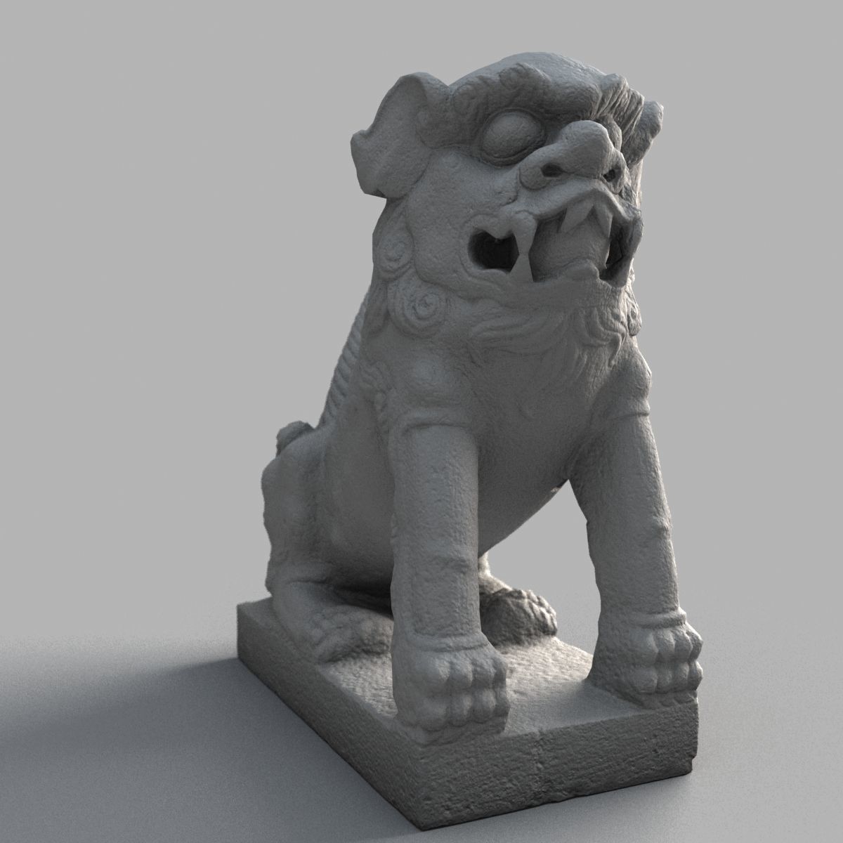 Lion-Statue-011M chinese lion statue Low-poly 3D model_6