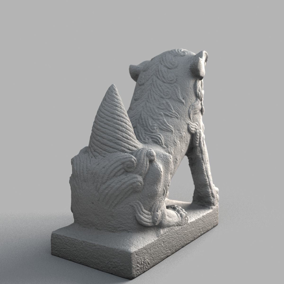 Lion-Statue-011M chinese lion statue Low-poly 3D model_8