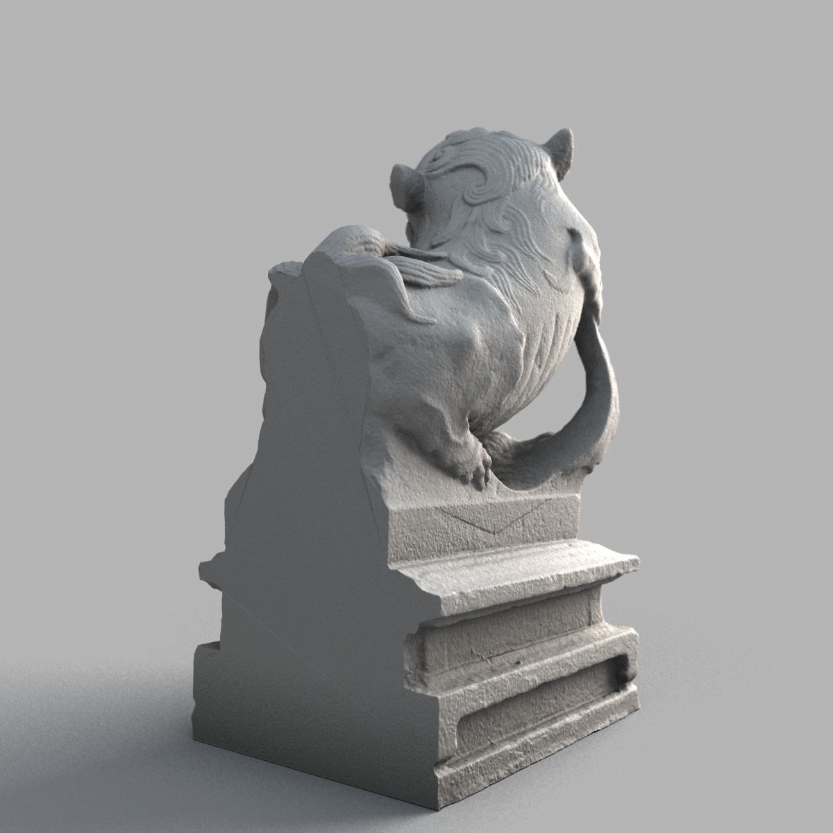 Lion-Statue-012F chinese statue Low-poly 3D model_9