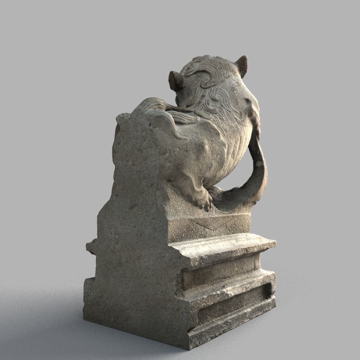 Lion-Statue-012F chinese statue Low-poly 3D model_3